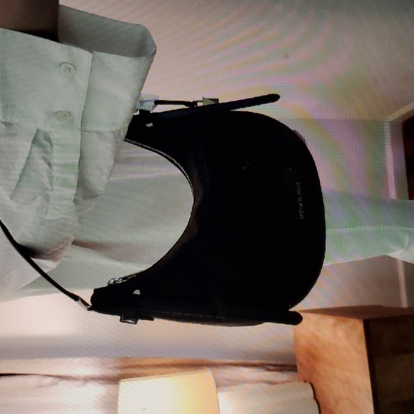 NWT Michael Kors Crescent Women's Pebbled Leather Hobo Black 35S9ST6L6L - Picture 5 of 10